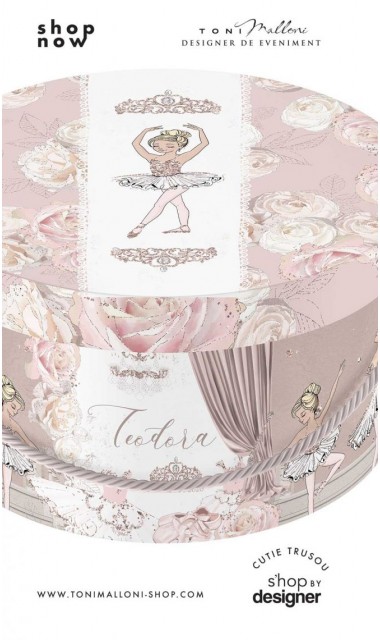Cutie de trusou elegant cu balerina in culori pastelate cum ar fi alb si roz pudra 2